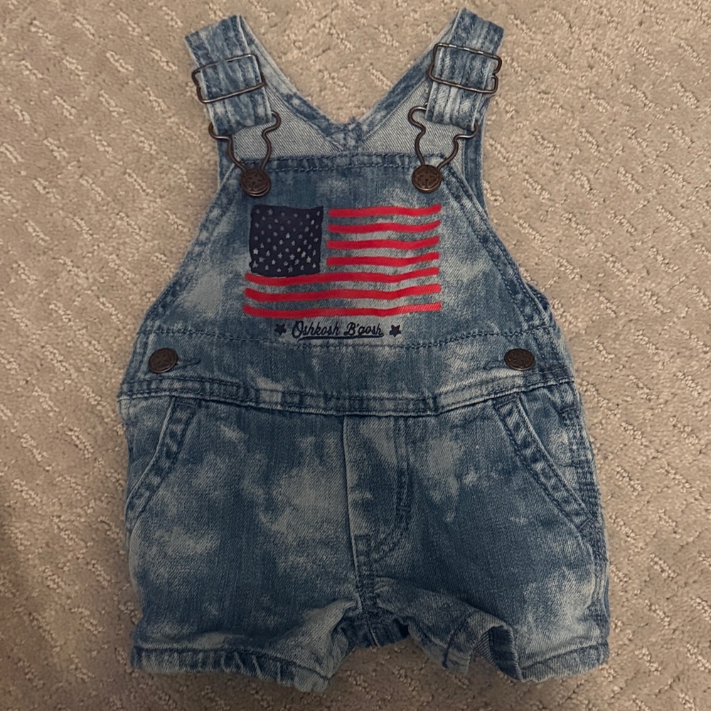 OshKosh B'gosh Denim Overalls with Flag Patch